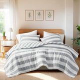 Regency Heights Reversible Striped King Comforter Set, Soft Microfiber Bedding Set with Double-Sided Stripes Design, Warm & Cozy for All-Seasons, 3-Piece Comforter and Shams Set King Size, Grey Regency Heights
