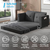 Mjkone Futon Floor Pull Out Sofa Bed, Folding Loveseat Sleeper with Tri-Fold Pullout Beds, 55" Width 2-in-1 Multi-Function Fold Out Gaming Sleeper Sofas Couch for Living Room Home Office, Dark Grey Mjkone