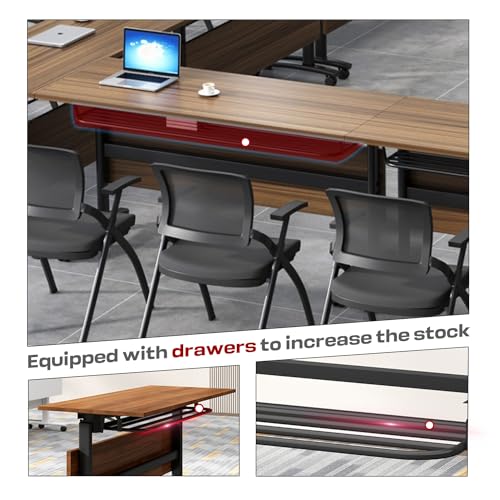 Folding Conference Table,Mobile Conference Room Tables Rolling Meeting Table with Caster Wheels,Flip Top Mobile Training Room Table,Foldable Rectangle Seminar Tables for Office,Classr (6pack, 61in) MSFDC