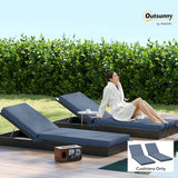 Outsunny Chaise Lounge Cushions Outdoor Set of 2, Fade Resistant, 72 x 21 x 3 in Sun Lounger Replacement Cushions, Patio Lounge Chair Pads with Removable Cover for Pool, Beach, Deck, Lawn, Blue