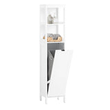 SoBuy Bathroom Slim Tall Cabinet with Removable Laundry Hamper Cupboard Storage Unit Tilt-Out Chest with Shelf, White BZR123-W SoBuy