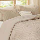 Bedsure Boho Tufted Khaki Comforter King Size, GentleSoft™ 3 Pieces Boho Farmhouse Decor Bedding, Arch Shabby Chic Bedding for All Seasons, 1 Bed Comforter, 2 Pillow Shams, 104x90 Inches Bedsure