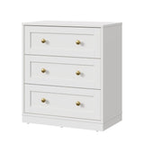 RoyalCraft Modern 3 Drawer Dresser, White and Gold Nightstand for Bedroom, Small Chest of Drawers, End Table with Storage, Wood Beside Table for Living Room, Home Office, Entryway RoyalCraft