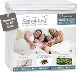 SafeRest Waterproof Queen Size Mattress Protector - Fitted with Stretchable Pockets - Machine Washable Cotton Blend Mattress Cover for Bed SafeRest