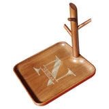 BULIHAN Personalized Wood Key Bowl for Entryway Table, Custom Engraved Wooden Valet Tray Organizer with 3 Rack for Keys, Watch, Wallet, Jewelry, Phone and more (Rectangle) BULIHAN