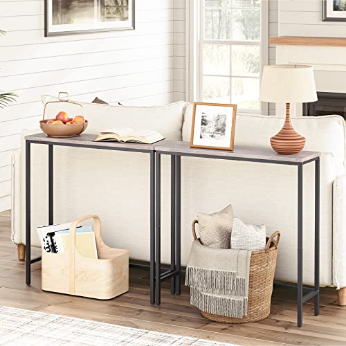 HOOBRO Narrow Console Table, 29.5" Small Entryway Table, Thin Sofa Table, Side Table, Display Table, for Hallway, Bedroom, Living Room, Foyer, Greige and Black BG75XG01 HOOBRO