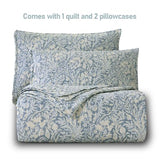DURLENGEN Quilt Set California King Size 3Pcs,Bluish Grey Printed with Beige Leaves Pattern,Soft Microfiber Lightweight Bedspread for All Season Layering(112x104,Beige Botanical) DURLENGEN