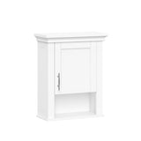 RiverRidge Somerset Single Door Wall Cabinet - Bathroom Medicine Cabinet with Inset Door, Coved Top Shelf, 2 Interior Shelves & Open Display Shelf – Elegant Bathroom Cabinet for Expanded Storage RiverRidge