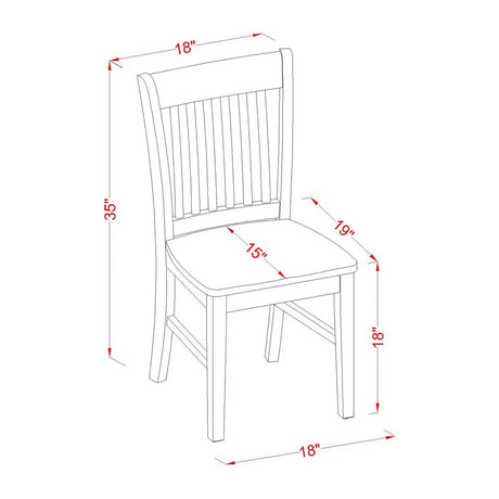 East West Furniture Norfolk Dining Room Slat Back Solid Wood Seat Chairs, Set of 2, Linen White East West Furniture