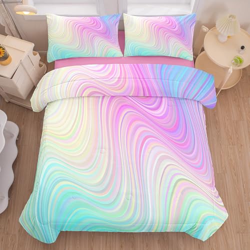 Bodhi Girls Full Comforter Sets with Sheets,Pink Bedding Sets Full,Bed in A Bag Kids Bedding Set for Girls Full(1 Comforter, 1 Flat Sheet, 1 Fitted Sheet, 2 Pillowcases) Bodhi