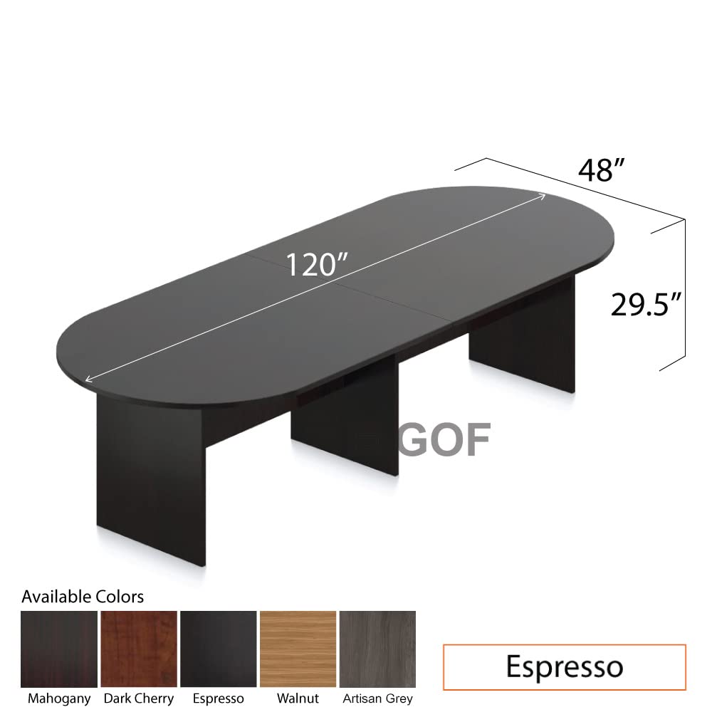 GOF 6FT, 8FT, 10FT Conference Table & Chair (G13026B) Set, Dark Cherry, Espresso, Artisan Grey, Mahogany, Walnut (10ft Table with 8 Chairs, Espresso) - WoodArtSupply