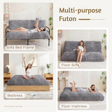 YOSHOOT 6 Inches Futon Mattress Full Size, Thick Futons Sofa Bed Couch, Floor Mattress for Adults, Shredded Foam Filling(Frame Not Included), Medium Firm, Grey YOSHOOT