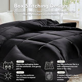 MR&HM Full Size Comforter Set Black, Reversible Satin Microfiber Comforter Set for All Seasons, 3 Pieces Non-Slip Silky Soft Bedding Sets with 1 Comforter (82"x86") and 2 Pillowcases (20"x26") MR&HM