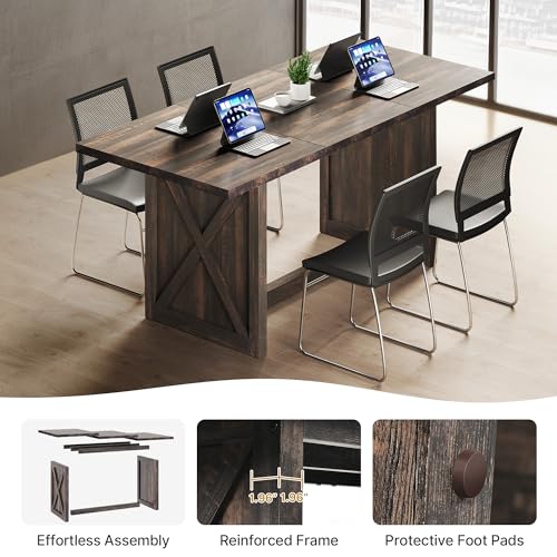 YITAHOME 70.8" Large Farmhouse Dining Table for 6 to 8 People, Rustic Style Wood Dinner Table, Rectangular Dining Table for Kitchen, Dining Room & YITAHOME