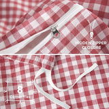 TOCOMOA Red Gingham Duvet Cover Bedding Set 100% Washed Cotton Like Linen Feel Super Soft Comfortable 3 Piece Cute Plaid Checkered Comforter Cover Set (Queen 90"x90", Comforter Not Included) TOCOMOA