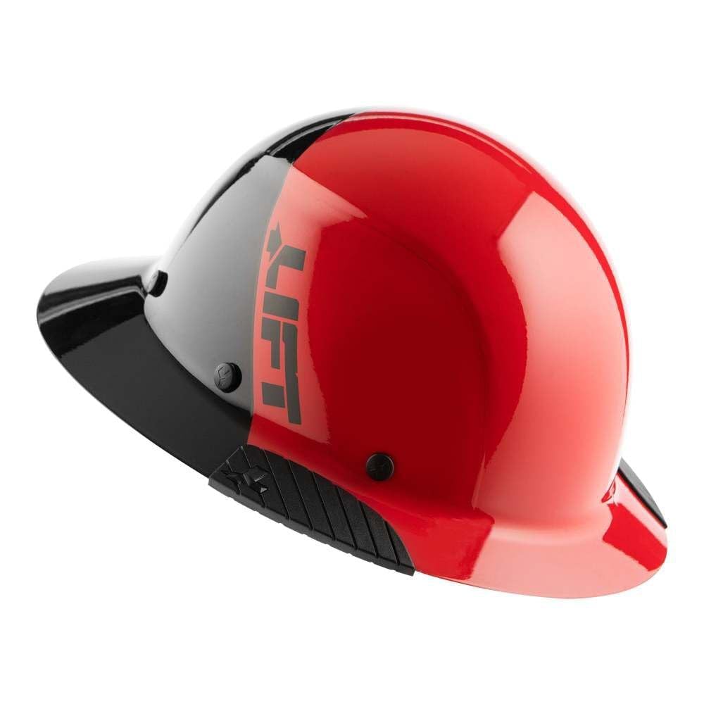 DAX Fiber Resin Full Brim Hard Hat (50/50 Gloss Red/Black) LIFT Safety