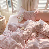 Nayoroom Gingham Duvet Cover Queen Size Pink White Plaid Checkered Comforter Cover 3 Pcs Soft Breathable Washed Microfiber Grid Farmhouse Bedding Set with Pillow Shams Nayoroom