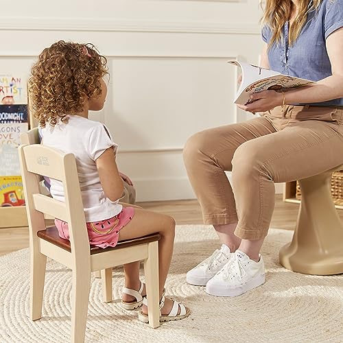 ECR4Kids Hideaway Table and Chair Set, Kids Furniture, Dark Walnut/Antique White, 3-Piece ECR4Kids