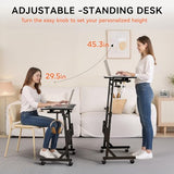 Oransail Small Standing Desk with Wheels, 29.5-45.3 Inch Adjustable Height, Portable Treadmill Desk, Rolling Computer Table for Walking Pad with a Cup Holder and a Hook Oransail