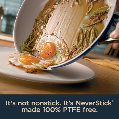 Ninja NeverStick Ceramic Pro 14-Piece Cookware Set, Non-Stick Pots & Pans Set with Glass Lids, Ceramic Coated, Stainless Steel, Stove to Oven Safe, All Stovetops & Induction Compatible, Blue CW39014MM Ninja