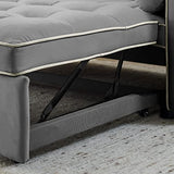 3 in 1 Sleeper Sofa Couch Bed, Small Tufted Velvet Convertible Loveseat Futon Sofa w/Pullout Bed, Adjustable Backrest, Cylinder Pillows for Living Room Apartment, Easy to Assemble, Grey, 55.5" Antetek