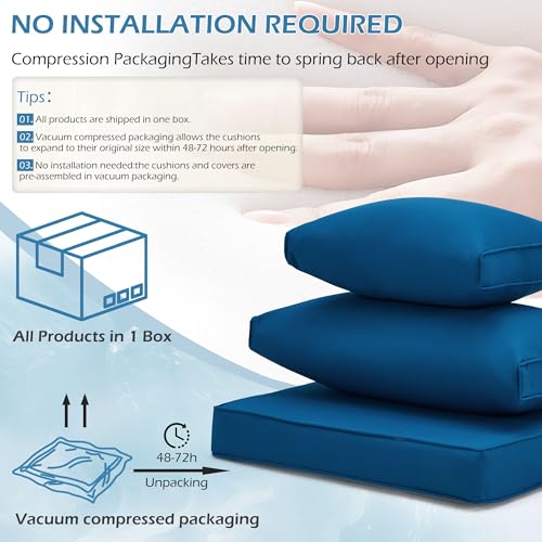 HOMREST Outdoor Replacement Cushions for Patio Furniture,Water-Repellent Sofa Cushions for 6-Seat Rattan Wicker Sectional Patio Conversation Sets,14-Piece Cushions Set for Outdoor Couch（Blue） HOMREST