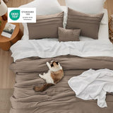 Bedsure Brown King Size Comforter Set - 4 Pieces Pinch Pleat Bed Set, Down Alternative Bedding Sets for All Season, 1 Comforter, 2 Pillowcases, 1 Decorative Pillow Bedsure