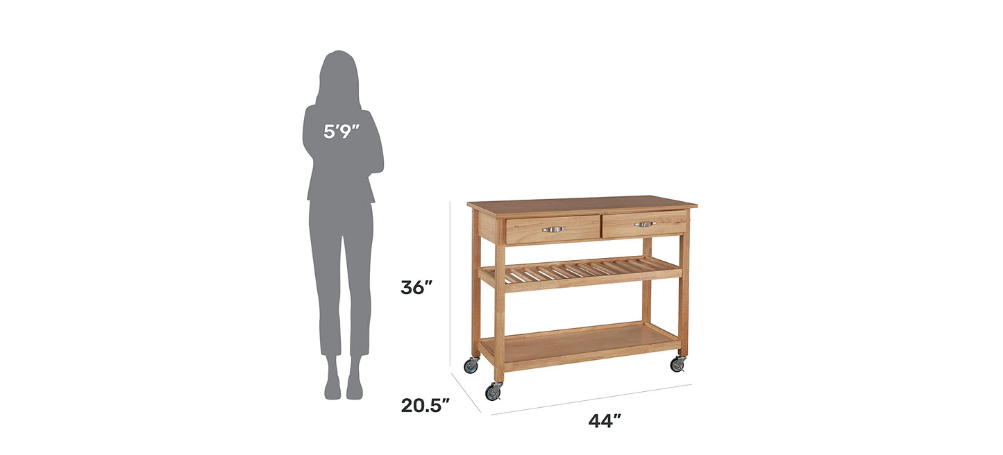 Homestyles Solid Wood Kitchen Cart, 44 Inch Width, Natural