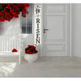 Houseuse He Is Risen Porch Sign 8x48" Easter Decorations Religious Easter Cross Decor Hanging Farmhouse Wooden Jesus Spring Vertical Wooden Sign Home Front Door Wall Spring Decor, CTXS2312230X06Q Houseuse