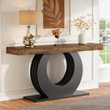 Tribesigns 63-Inch Console Sofa Table, Rustic Industrial Farmhouse Entryway Table, Narrow Long Couch Console Behind Sofa with Black Circle Base for Living Room Hallway, Rustic Brown Tribesigns