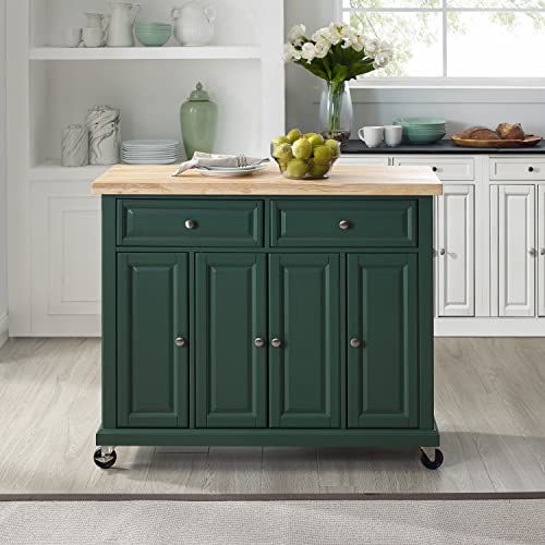 Crosley Furniture Madison Kitchen Island with Solid Wood Top and Optional Casters, Emerald Green Crosley Furniture