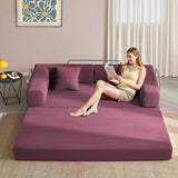 YINIX Foldable Sofa Bed, 78'' Folding Floor Couch, Compressed Convertable Sleeper Sofa, Memory Foam Couch with Pillow Back Support Armrest, 4-in-1 Futon Sofa Bed for Living Room, Wine Red YINIX