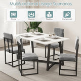 HUGROVE 5 Piece Dining Set, 47.24'' Faux Marble Dining Table Set for 4, Modern Minimalist Kitchen & Dining Room Set with Upholstered Chairs for Small Spaces, Apartments (Charcoal Velvet) HUGROVE