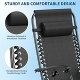 Garvee Zero Gravity Chair Set of 2, Patio Lounge Chair Outdoor with Pillow & Cup Holder Tray, Adjustable Reclining Chair, Folding Portable Camping Chair for Deck, Beach, Yard, Garden - Black