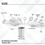 Avador® Premium Set of 10 Stainless Steel Kitchen Tool Set with Holder Easy To Clean, Space Saving, Great for Cooking, Baking, Prepping Avador