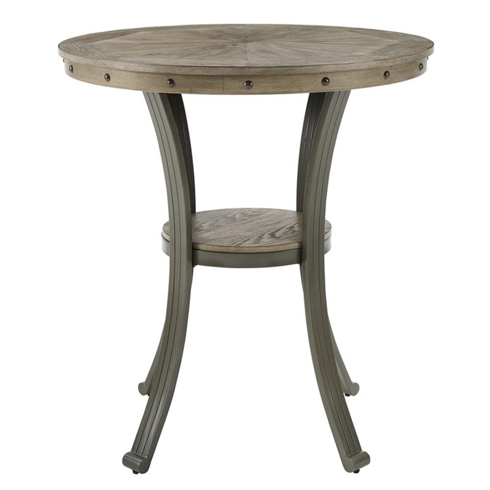 Powell - Linon Franklin Metal and Wood Pub Table in Pewter Powell
