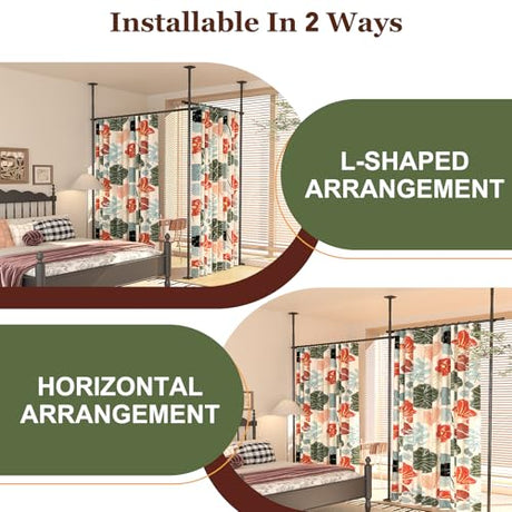 Goovilla Room Divider for Room Separation, Tension Curtain Rods No Drilling, 4-10ft(H) 28-114inch(W) Adjustable Temporary Privacy Wall Divider, Heavy Duty Freestanding Space Partition Separator, Black Goovilla