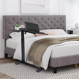 yaaqoo Adjustable Overbed Bedside Table with Hidden Wheels, Pneumatic Tilt Board Rolling Laptop Standing Desk Cart, Mobile Over Bed Sofa Chair Side End Tables, Walnut (Black) yaaqoo