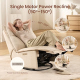 Power Recliner Chair Swivel Glider, 29" Extra Wide Seat with 270° Swivel, No Armrest Design, USB & Type-C Charging Ports, OEKO-TEX Fabric, Swivel Glider Recliner for Living Room, Easy Assembly, Beige