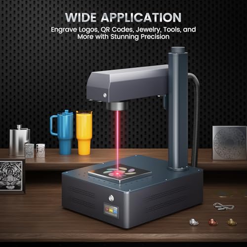 Monport 30W Pro Integrated MOPA Fiber Laser Engraver, 6.9"x6.9” Working Area, LightBurn Compatible, 3D Relief Engraving Color Marking Machine with One-Touch Autofocus, JPT Laser Source Monport