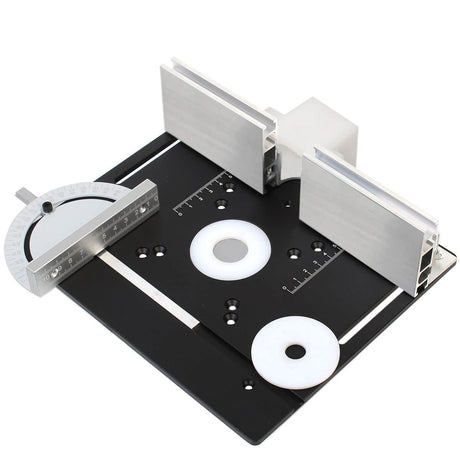 KETIPED Aluminium Router Table Insert Plate,Woodworking Benches Router Flip Plate W/Miter Gauge Guide Aluminium Fence Sliding Brackets,Multifunctional Trimming Engraving Table,MG-054BK KETIPED