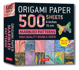 Origami Paper 500 sheets Marbled Patterns 6" (15 cm): Tuttle Origami Paper: Double-Sided Origami Sheets Printed with 12 Different Designs (Instructions for 6 Projects Included) WoodArtSupply