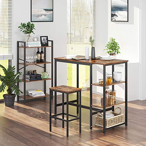 VASAGLE Industrial Bar Table with Sturdy Metal Frame in Rustic Brown - Easy Assembly and Stylish Design VASAGLE