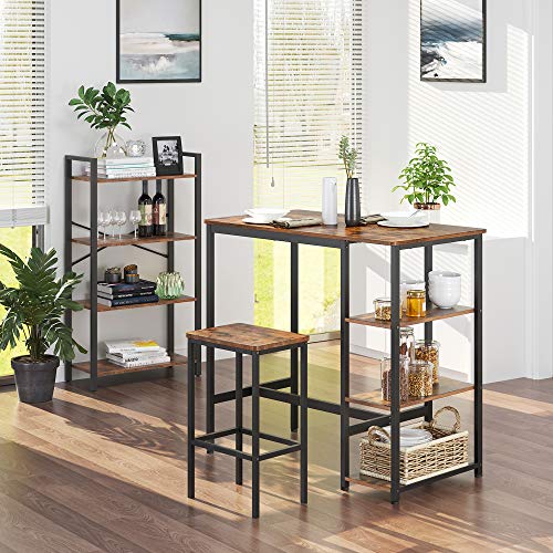 VASAGLE Industrial Bar Table with Sturdy Metal Frame in Rustic Brown - Easy Assembly and Stylish Design