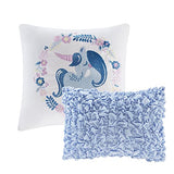 Intelligent Design Kids Reversible Cotton Quilt Set - Vibrant Fun, Playful Print, All Season Children Bedding Coverlet Bedspread, Decorative Pillow, Bedroom Décor, Twin, Cloud Blue 4 Piece Intelligent Design