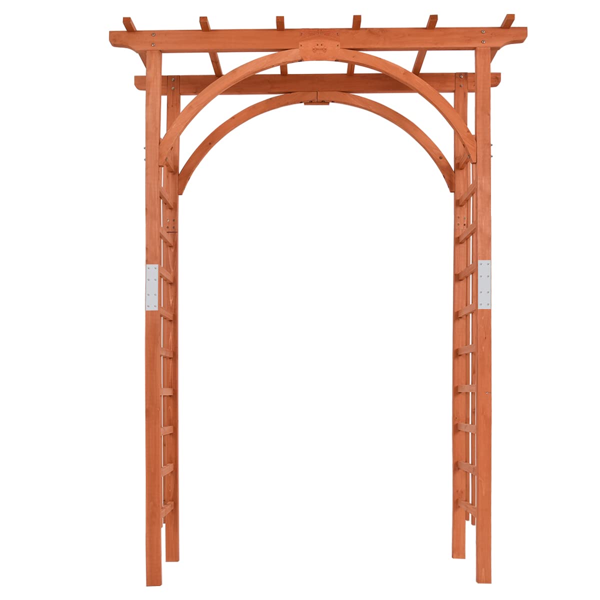 GYMAX Wood Arbor Arch, 85" Garden Archway Arch Lattice Trellis Pergola for Backyard Lawn Climbing Plants, Outdoor Ceremony Wedding Bridal Decor GYMAX
