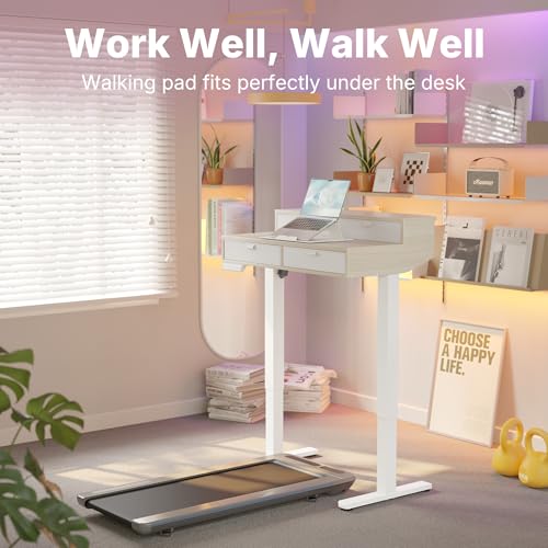 HUANUO 32 x 20 inch Electric Standing Desk with 4 Drawers, Adjustable Height Sit Stand Home Office Desk, C-Clamp Mount Compatible, Ergonomic Stand up Desk with 4 Preset Heights, Natural HUANUO