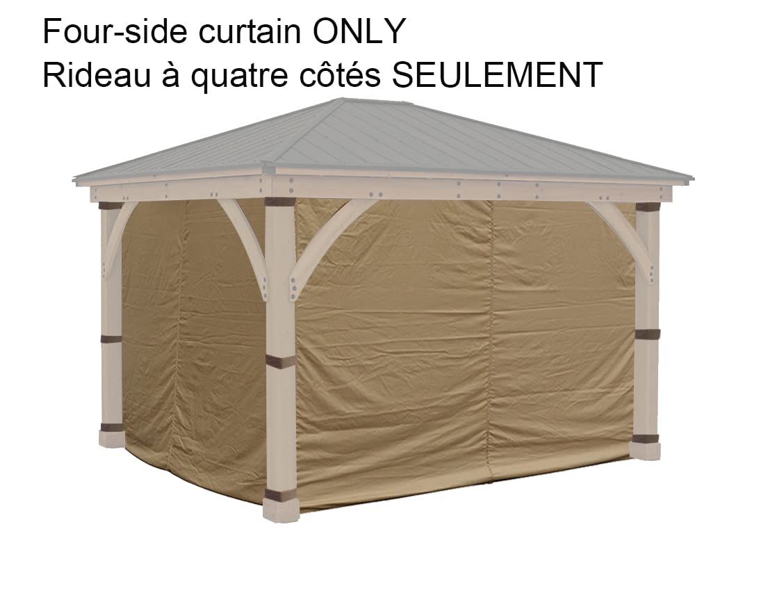 APEX GARDEN Replacement 4-Side Curtain for 11 ft. x 13 ft. Meridian Gazebo (Beige)