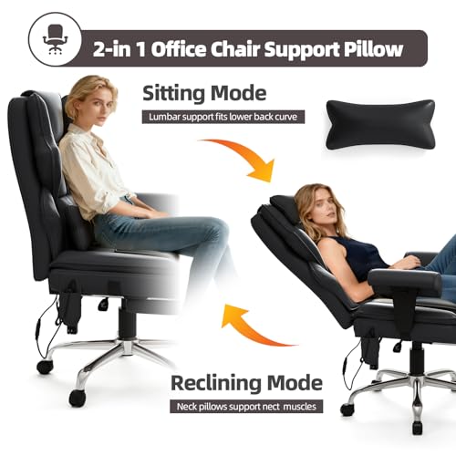 Mvpipi 7-Point Massage Office Chair,Heated Manageral Chair,Ergonomic Executive Chair with Footrest,Adjustable Armrest，Computer Chair for Offices, Study Areas, Gaming Spaces,Black Mvpipi
