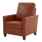 Comfort Pointe Penny Caramel Brown Faux Leather Modern Push Back Recliner Comfort Pointe